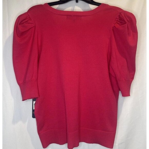 Rachel Roy Women’s V Neck 1/2 Sleeve Bright Pink Rayon Sweater Top Sz M NEW - Picture 4 of 10